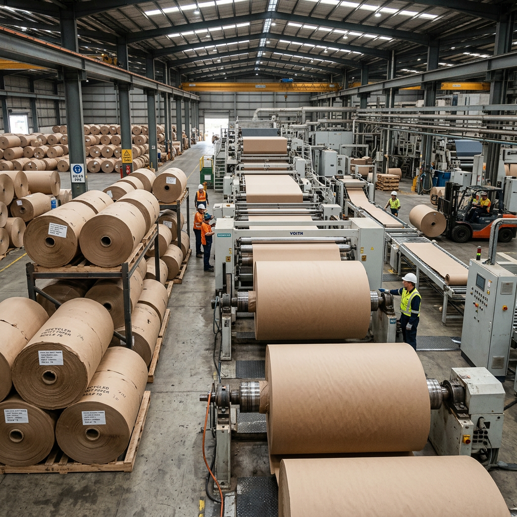 Recycled brown kraft paper rolls factory
